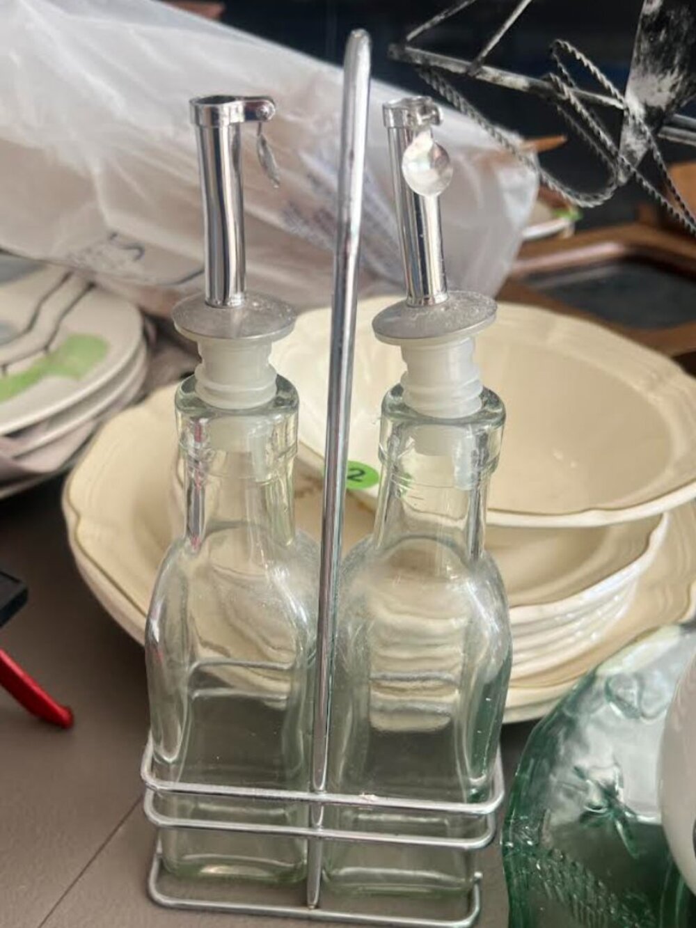 Glass Oil and Vinegar Duo With Holder